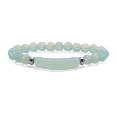 Women's 48.45 TCW Genuine Blue Opal Silvertone Beaded Bracelet 7-inch length by PalmBeach Jewelry in Blue (Size OS)