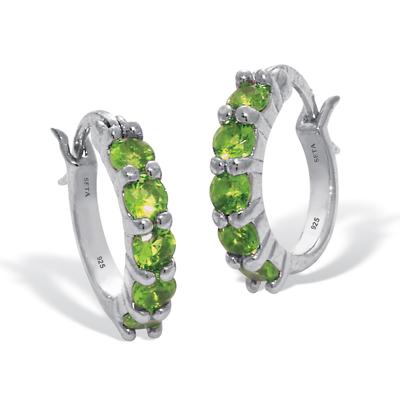 Women's Birthstone Sterling Silver Huggie Hoop Earrings by PalmBeach Jewelry in August (Size OS)