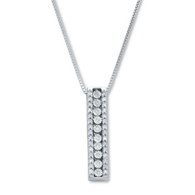 Women's .21 TCW Diamond Sterling Silver Multi-Bar Pendant and Chain 18 Inches by PalmBeach Jewelry in White (Size ONE SIZE)