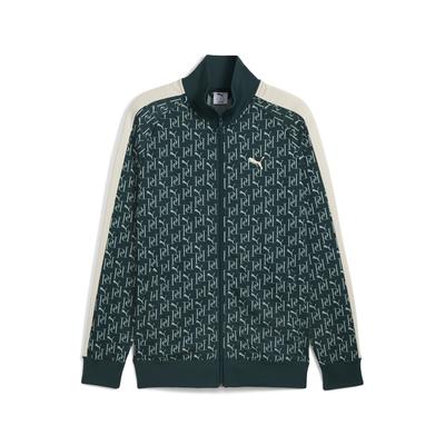 Trainingsjacke PUMA "T7 Allover-Print Trainingsjacke Herren", Herren, Gr. L, grün terrain, 100% Polyester, Langarm, Jacken Image