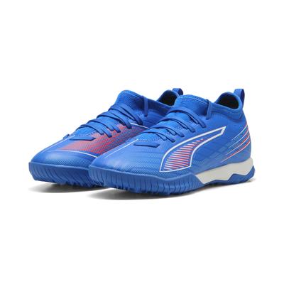 Fußballschuh PUMA "ULTRA 6 MATCH TT Mid Fußballschuhe Jugendliche", Kinder, Gr. 37.5, ultra blau weiß glowing rot, Obermaterial: Synthetik, Textil; Futter: Synthetik, Textil; Innensohle: Textil; Laufsohle: Gummi, Schuhe Image