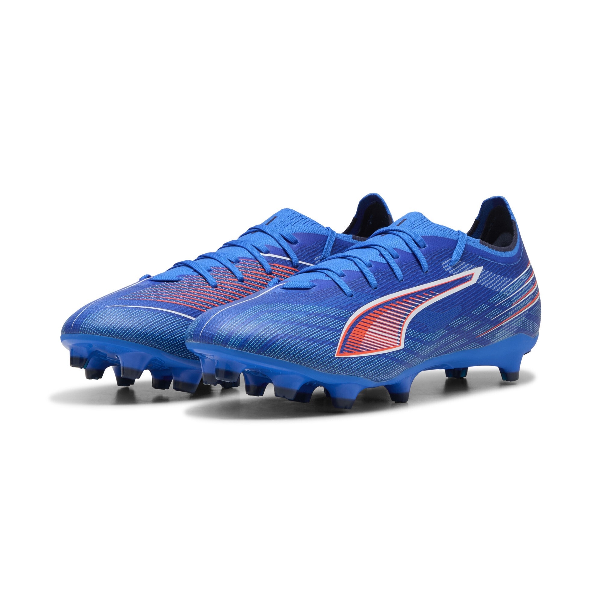 Fußballschuh PUMA "ULTRA 6 MATCH FG/AG Fußballschuhe Erwachsene", Herren, Gr. 42, weiß (ultra blau weiß glowing rot), Obermaterial: Synthetik, Textil; Futter: Synthetik, Textil; Innensohle: Textil; Laufsohle: Synthetik, Schuhe Fußballschuh