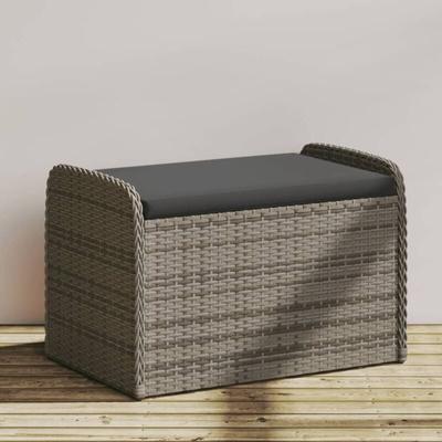 Vidaxl - Sitzbank mit Stauraum & Kissen Grau 80x51x52 cm Poly Rattan Image