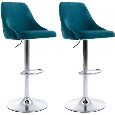 2er Set Barhocker aus Samt Bistrohocker mit Rücklehne Barstuhl höhenverstellbar für Kücheninsel, Image
