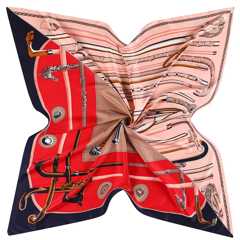 Four Seasons Geschenkschal, 130 cm, Sonnenschutzschal, Kopftuch mit Hirsch, Zepter, Pferdekopf-Design, Allzweck-Reiseschal