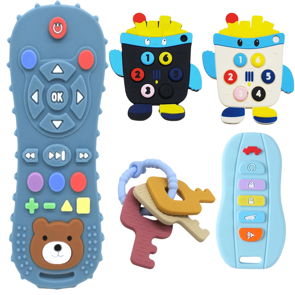 2025 kinder Silikon Fernbedienung Griff Beißring Baby Oral Sex Schnuller Fernbedienung Beißring Anti-biss Anti-fütterung Spielzeug Image