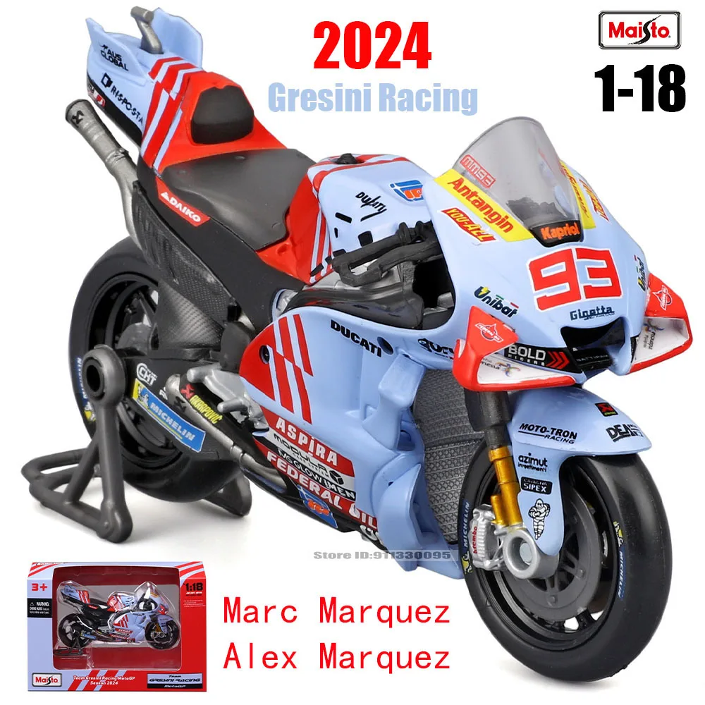 Nudeln 1:18 # 93 Marc Marquez # 73 Alex Marquez 2024 Gresini Racing Moto GP Gusslegierung Motorrad Modellsammlung Geschenkspielzeug Image