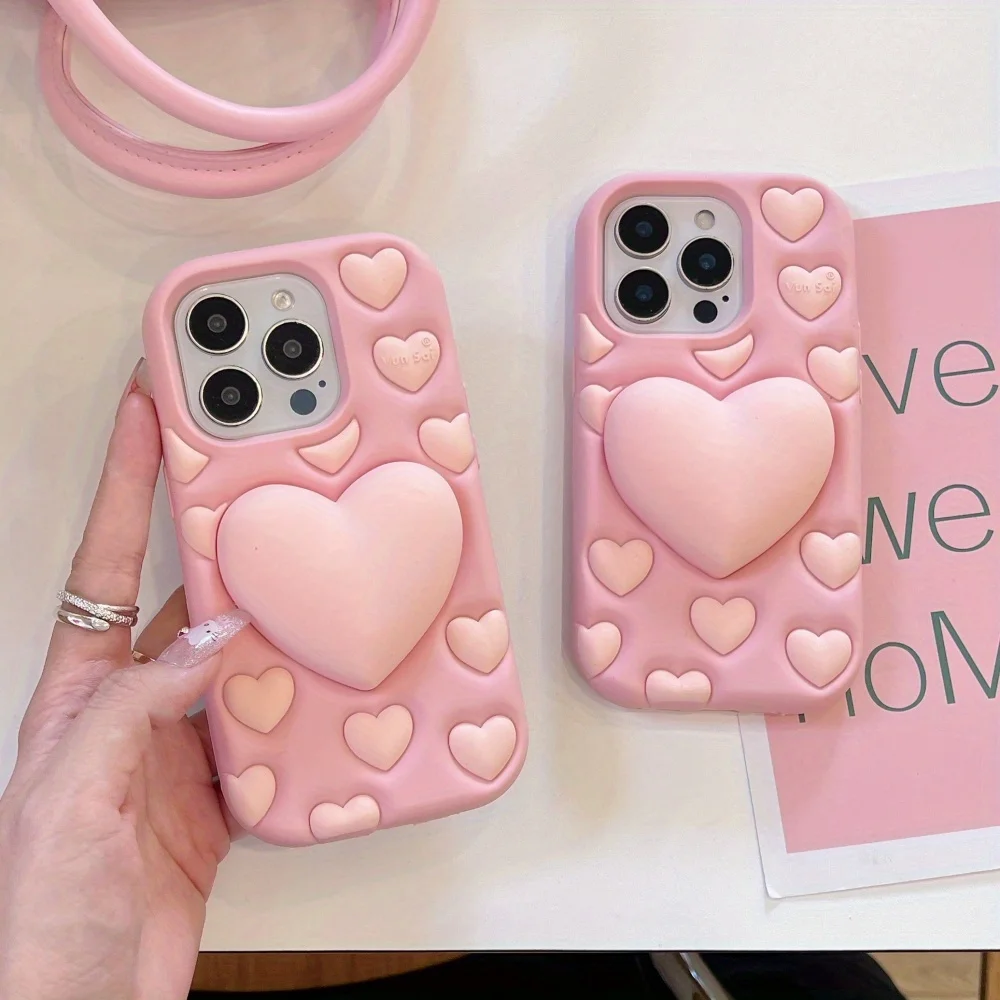 [Yd] Pink Love Dekompression und Pinch Music iPhone16/15 Handyhülle ist geeignet für Apple 14/13promax Silikon Soft Case Image