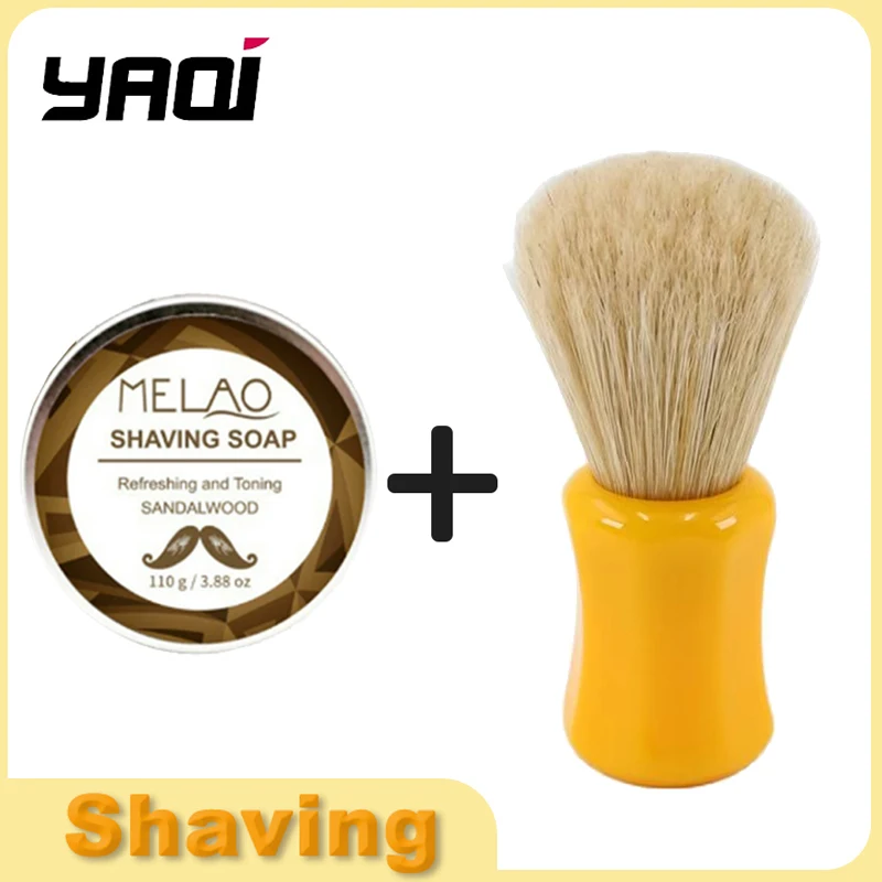Yaqi Herren-Rasierset mit 22 mm Knotendurchmesser, Nassrasierpinsel und Sandelholz-Seifen-Rasierset, tragbar, für Reisen, bequeme Rasur, ein Muss für Männer Image