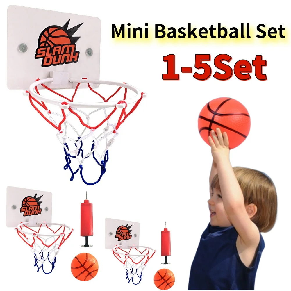 Mini-Basketballkorb-Set für Kinder, Sportspiele mit 1 Ball und 1 aufblasbarer Pumpe, tragbarer Basketballkorb für Kinder und Erwachsene