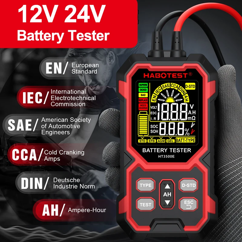 HT3500E 12V 24V Batterie Tester Farbbildschirm Auto Lithium Batterie Test Blei Säure Batterie Analysator Interne Widerstand tester Image