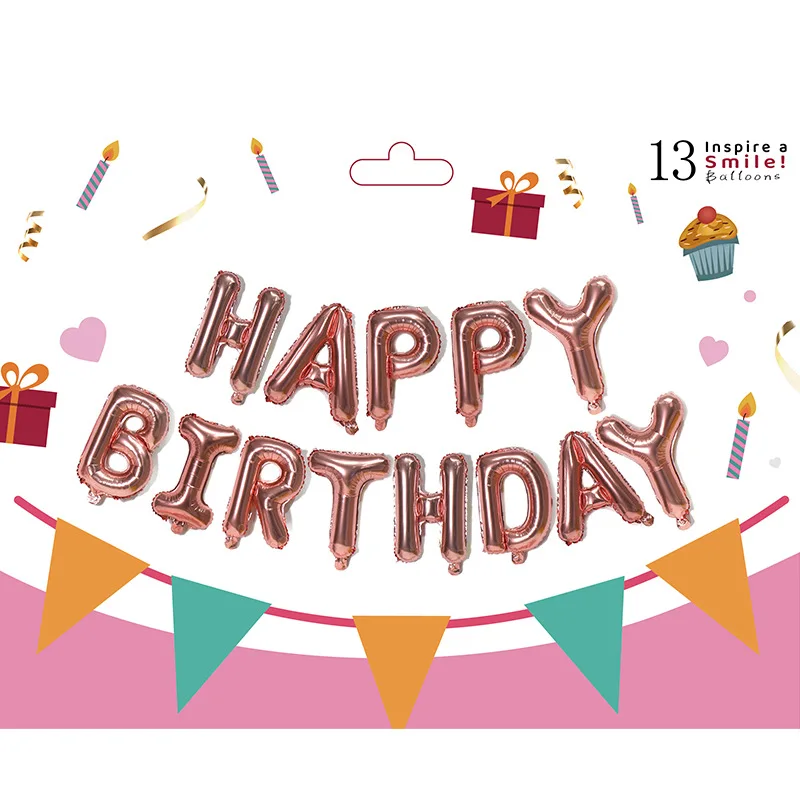 13-teiliges 16-Zoll-Set „Happy Birthday“-Buchstaben-Folienballons, große Alphabet-Luftballons für Partydekoration, Geburtstagsfeiern, Jubiläum Image
