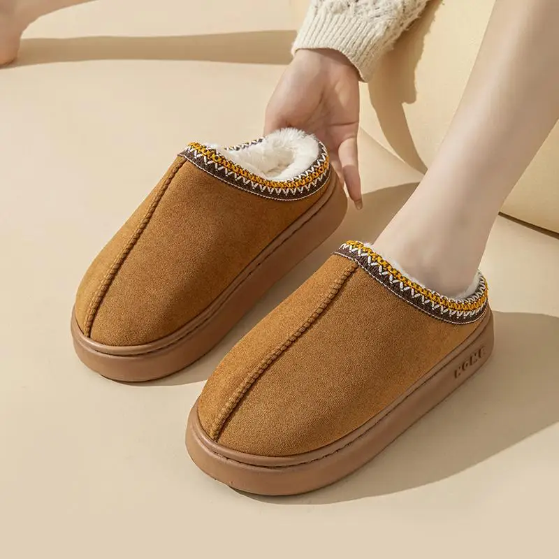 Plattform Damen Hausschuhe Hause Flache Mode Winter Luxus Designer Schuhe Damen Indoor Casual Elegante Flauschige Schuhe Große Größe