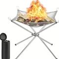 Braciere da campeggio portatile pieghevole in rete di acciaio, 1 pezzo - supporto per falò a legna da esterno con borsa portaoggetti - 42 cm/16,5 pollici
