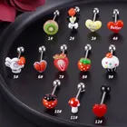 Fruit Stainless Steel Tongue Piercing Strawberry Love Cake Tongue Nail Tongue Ring Acrylic Fashion Body Piercing Jewelry