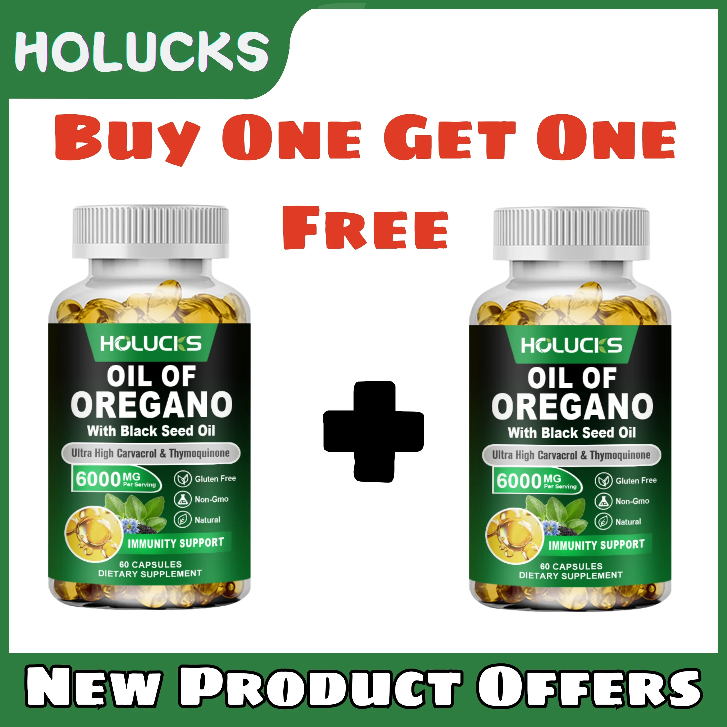 Natural Oil of Oregano Supplements- Relieves Bloating&Flatulence,Digestion,Oral Health,Antioxidant，Breathe Easily