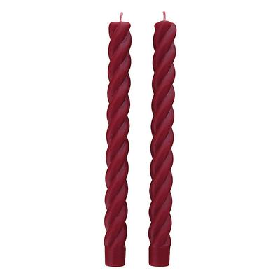 Set of 2 Twisted Taper Candles - Burgundy - Ballard Designs