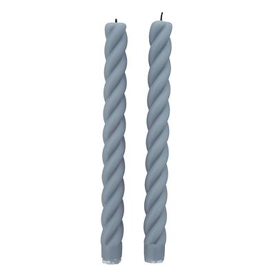 Set of 2 Twisted Taper Candles - Dusty Blue - Ballard Designs