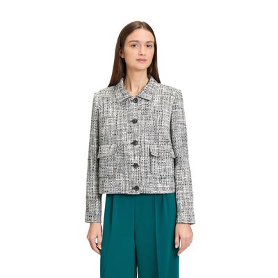 Kurzblazer BETTY & CO "Betty & Co Blazer-Jacke langarm", Damen, Gr. 38, blau (petrol, schwarz), Obermaterial: 63% Polyacryl, 21% Polyester, 16% Baumwolle. Futter: 100% Polyester., modisch, lässig geschnitten normal, Blazer Image