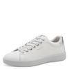 Plateausneaker TAMARIS, Damen, Gr. 36, silber (weiß, silberfarben), Lederimitat, unifarben mit Farbeinsatz, sportlich, Schuhe, Freizeitschuh, Halbschuh, Schnürer in veganer Verarbeitung