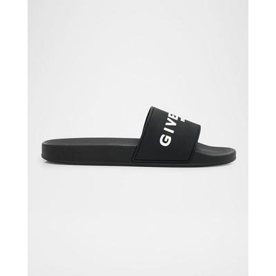 Leather Logo Slide Sandals