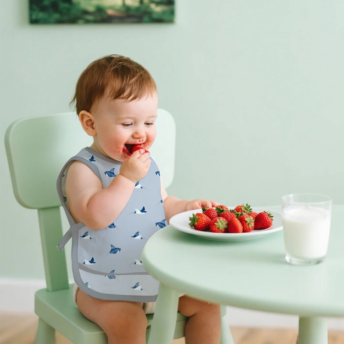 Elinfant Schmutzabweisende, weiche Lätzchen, Spucktücher mit niedlichem Cartoon-Muster, Baby 0–3 Jahre, wasserdichtes, schmutzabweisendes Lätzchen Image