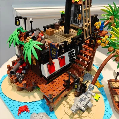 Mit Box Pirates of Barracuda Bay Modell 698998 2545 Stück Bausteine Ziegel Kindergeburtstag Weihnachtsgeschenke kompatibel 21322 Image