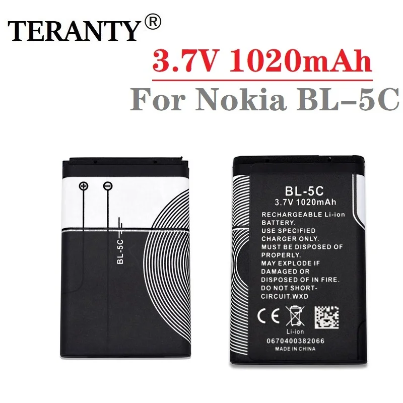 BL5C / BL-5C Lithium 3,7V 1020mAh Li-Po Akku für Nokia 6267 6270 6330 6555 6600 6620 6630 1100 1101 1110 1112 1208 1600 Image