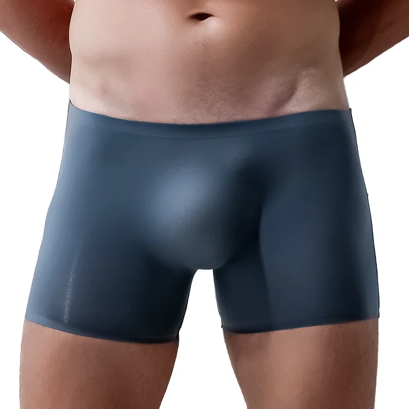 2PCSHerrenunterwäsche, Herren-Eisseide-3D-gestanzter unterer Schritt, Viereckhose, nahtlos ultradünn, flache Eckhose, Sommer Image