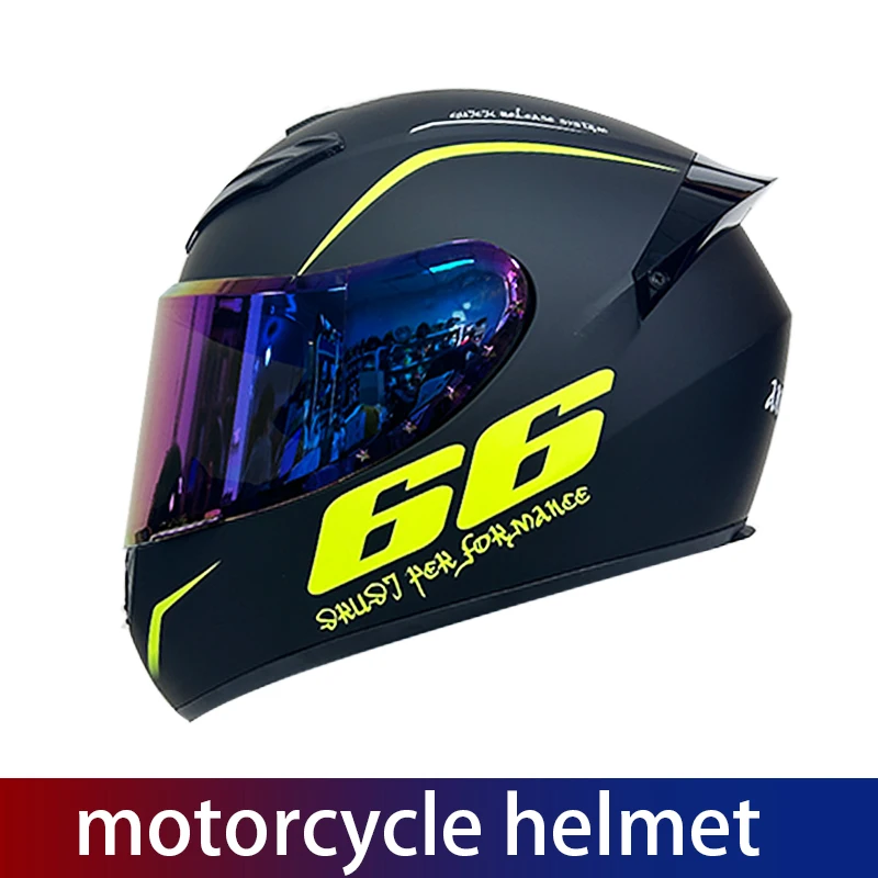 Sonnenschutzhelm Motorradhelm Persönlichkeit Sicherheit für Männer und Frauen im Winter Vier Jahreszeiten Ritter Motorrad Vollhelm Raci Image