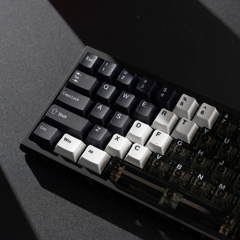 Doppelpanel PBTPC transparente Nebel transparente mechanische Tastatur 68-87-108 Tastenkappen maßgeschneidert rosa durchscheinend Image