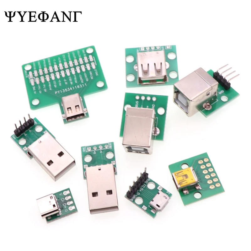 1 stücke USB Stecker/MINI MICRO USB zu DIP Adapter buchse 2,54 Stecker B Typ-C USB 2,0 3,0 Weibliche PCB Konverter Image