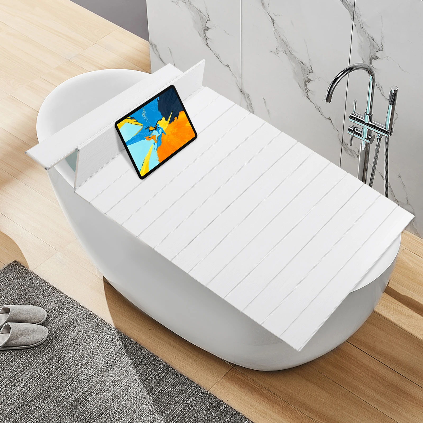 75 x 170 cm PVC-Badewannenabdeckung, zusammenklappbares Badewannenbrett, wasserdicht, staubdicht, Badewannenablage für das Spa-Erlebnis im Badezimmer zu Hause