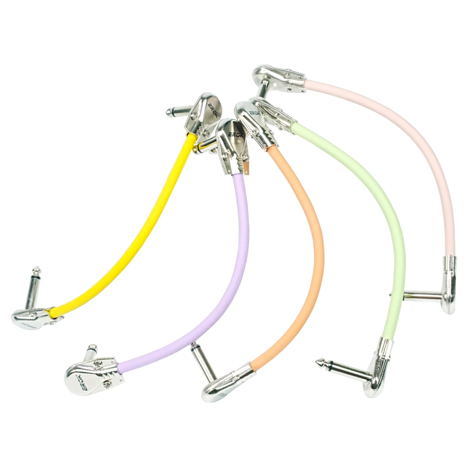 EROK 1 Stück/3 Stück Gitarren-Patchkabel, rechtwinklig, 15/30 cm, 1/4 reichhaltige und farbenfrohe Farben, Gitarrenkabel für Gitarreneffektpedale Image