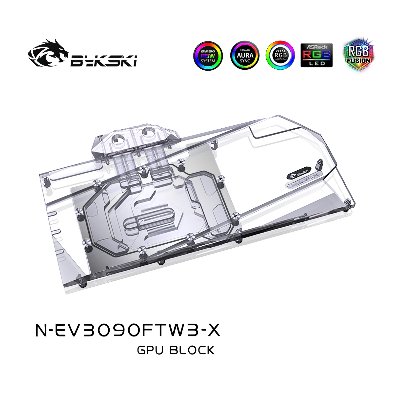 Bykski Full Cover GPU Wasserkühlung RGB-Block mit Rückplatte für EVGA RTX 3080 3090 FTW3 N-EV3090FTW3-X Image