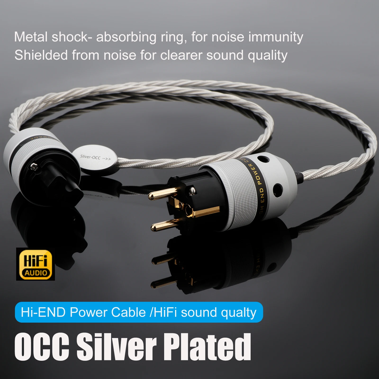 Hifi-Stromkabel EU/US/AU 6N OCC versilberter Leiter für Netzfiltre DAC-Verstärker audiophiles europäisches AC-Stromkabel Image