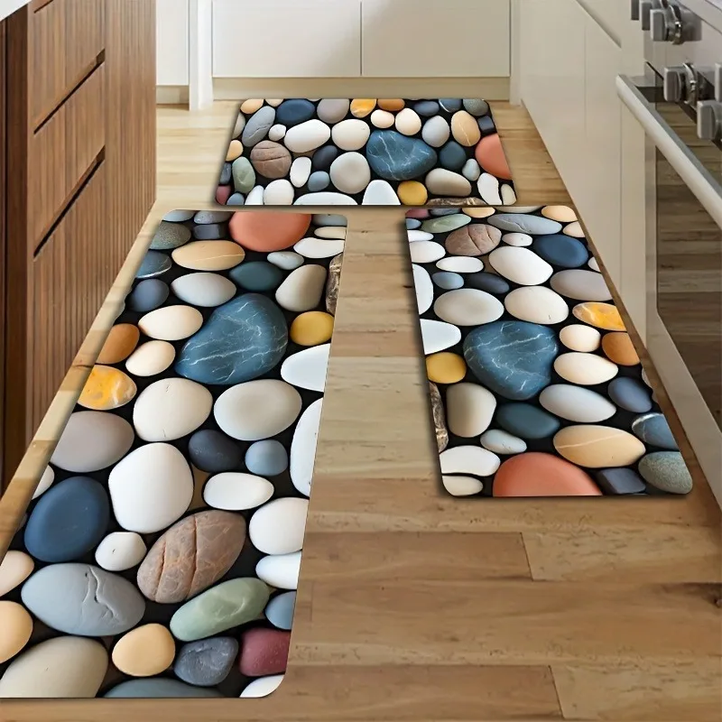 1PC Pebble pattern Kitchen Rugs Non-Slip Home Door Mats Pop design Living room Rugs Bath Mat Carpet for Home Sink Laundry Decor