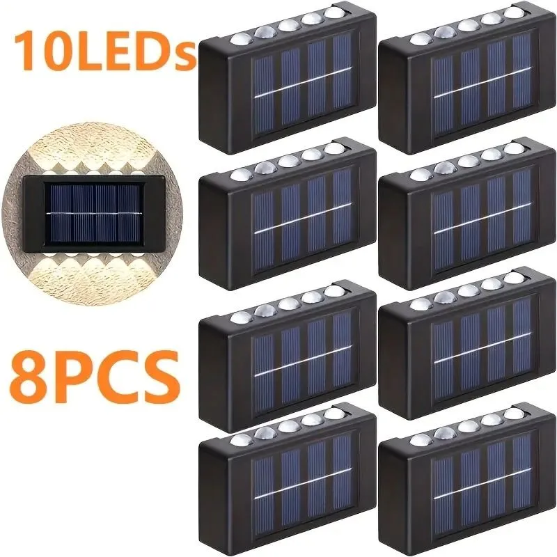6/10 LED-Solar-Außenwandleuchte, keine Verkabelung erforderlich, einfach zu installieren, geeignet für Haustür, Hinterhof, Garage, Terrasse Image