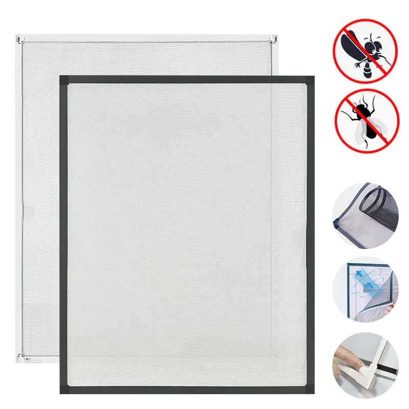 Magnetische Fenstergitter 100 x 120 cm/130 x 150 cm. Selbstklebende Fenstergitter-Anti-Mücken-Fenstergitter, waschbares Netz, Fensterschleier