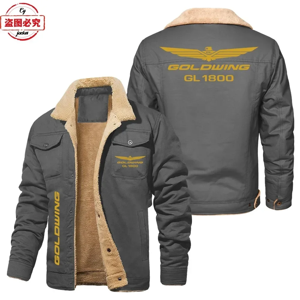 Gold Wing 1800 Motorcycle Logo Printing Fleece Thermal Stand-up Collar Jacket Cycling Clothes Racing Clothes Team Work Clothes