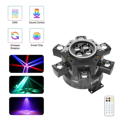 150W Moving Head DJ Light Remote Control 6-Arm LED Mobile Head DMX Disco Party Full Color Stage Effect Lighting For Nightclub