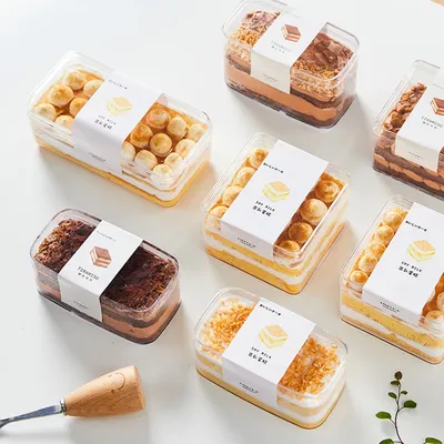 10Packs PET Clear Bakery Boxes Snack Cookie Storage Boxes Tiramisu Packing Boxes for Christmas Wedding Party Gift Box with Lid ﻿
