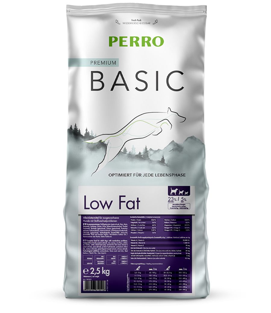 PERRO Basic Alimento secco Low Fat – Cane adulto 2,5 kg Mangime