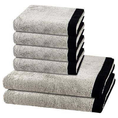 Cawö Lifestyle Splash 6-teilig Handtuch-Set Platin / schwarz Schwarz Image