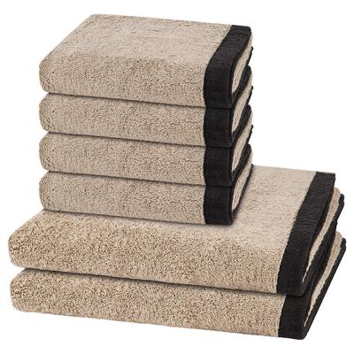 Cawö Lifestyle Splash 6-teilig Handtuch-Set Leinen / basalt Schwarz Image
