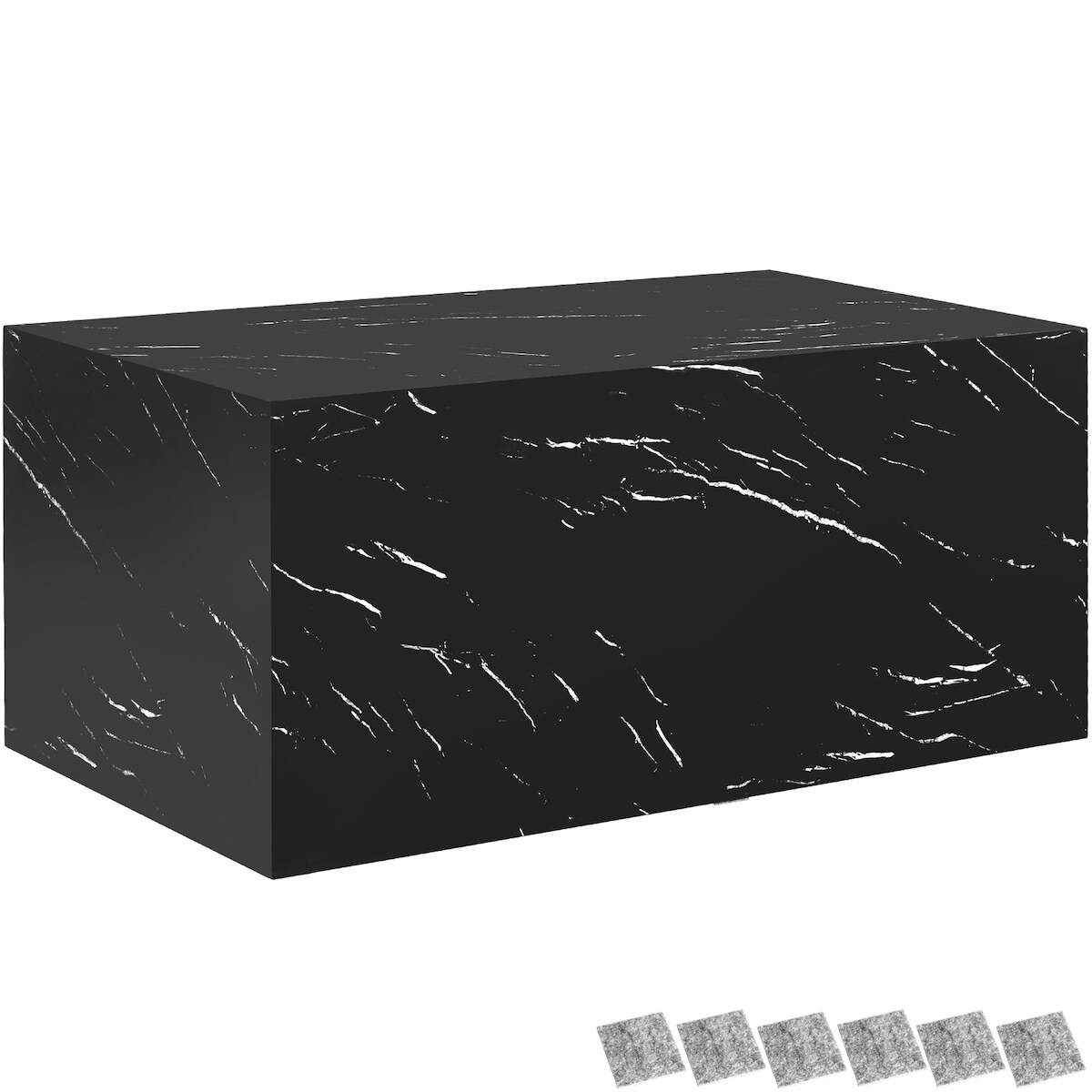 tectake Couchtisch Lasley, Belastbarkeit 45 kg - 90 x 50 x 40 cm Marmor Optik schwarz Image