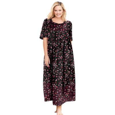 Plus Size Women's Bib Front Lounger by Only Necessities in Black Floral (Size S)
