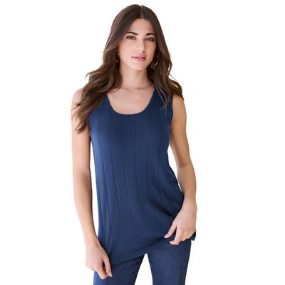Plus Size Women's Plus Size Drop Needle Tank Lightweight Sweater Knit by Roaman's in Navy (Size 2X)