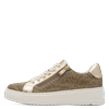 Plateausneaker MARCO TOZZI, Damen, Gr. 38, gold (goldfarben k), Textil, Synthetik, sportlich, Schuhe, Freizeitschuh, Halbschuh, Schnürschuh mit funkelnden Strasssteinen