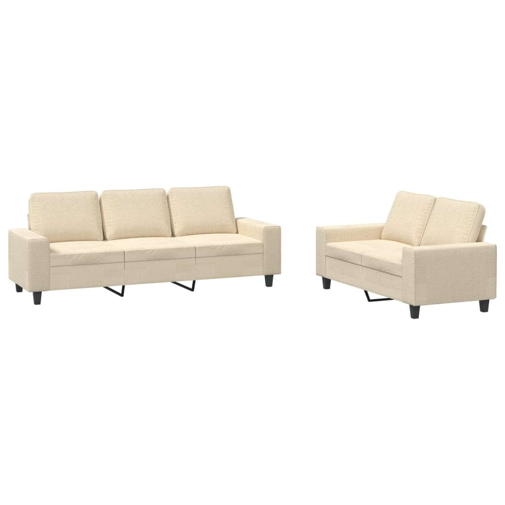 vidaXL 2-tlg. Sofagarnitur Creme Stoff Image